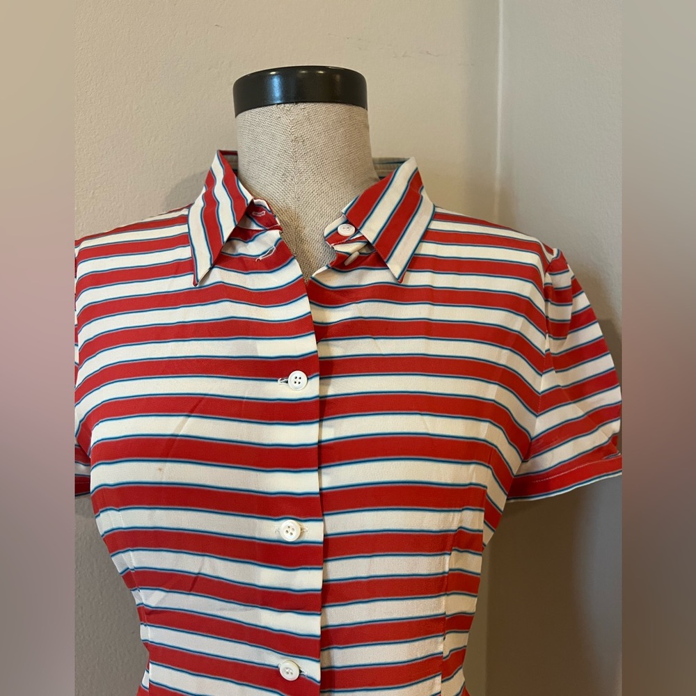Prada Striped Silk Button Down Blouse - image 2